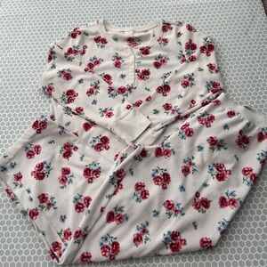 Charter Club Pajama Set - White with Red and Blue Floral Size PM
